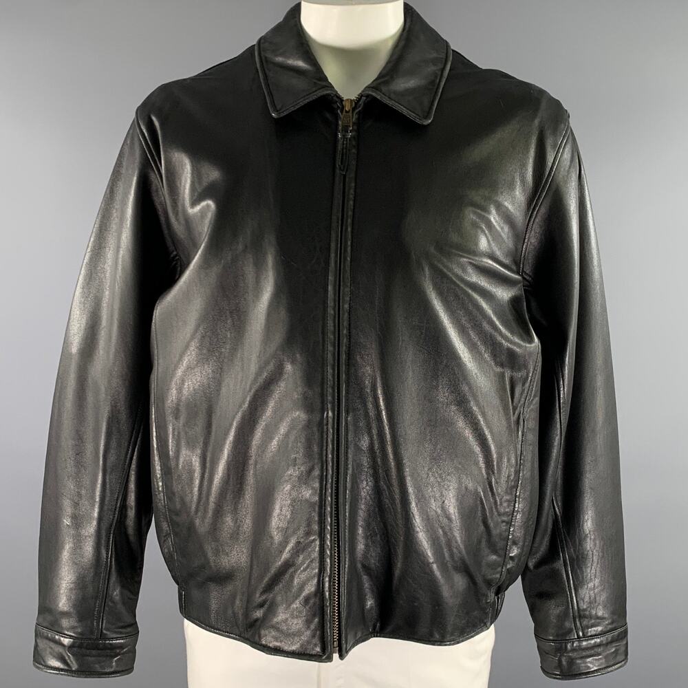 ANDREW MARC Size XL Black Leather Jacket